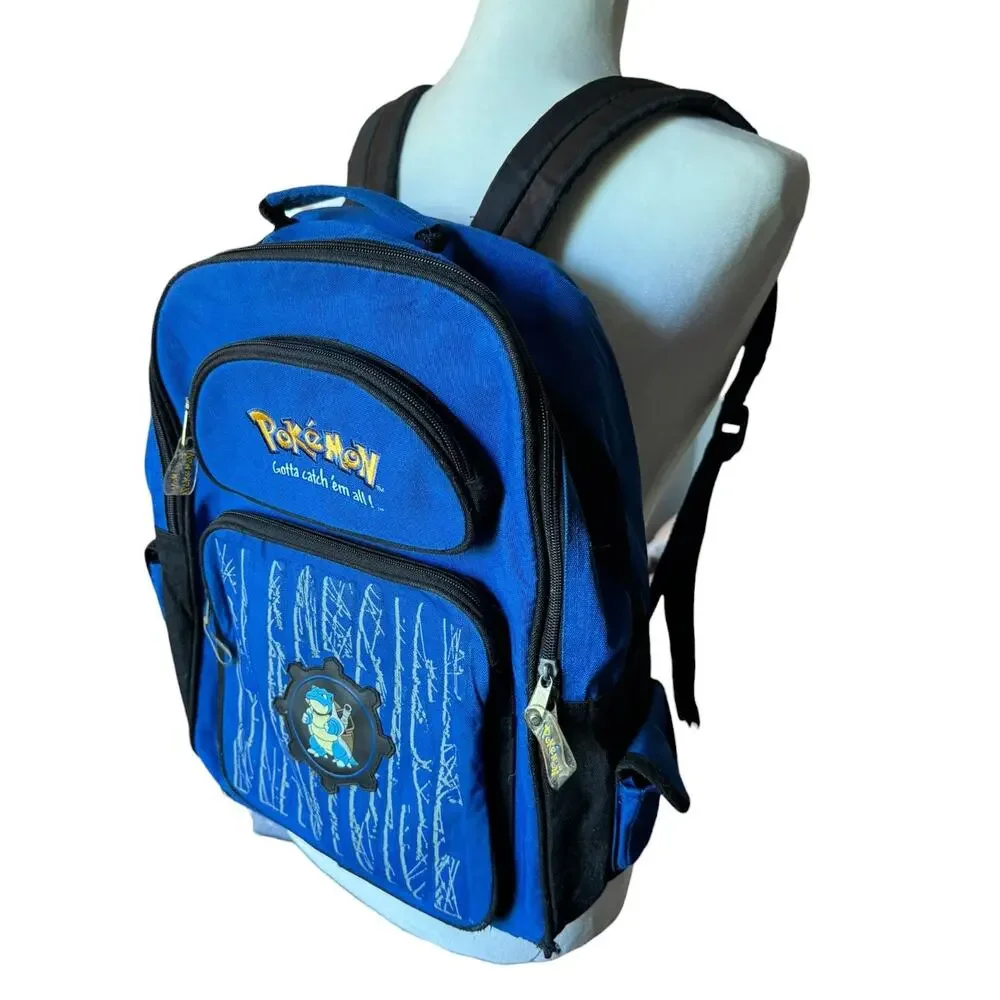 Vintage 2000 Pokémon Backpack Blastoise Nintendo Kids Bag Blue